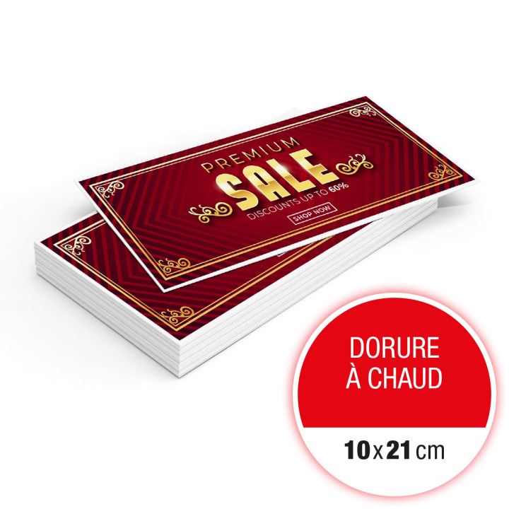 Cartes Dorure à chaud 10 x 21 cm