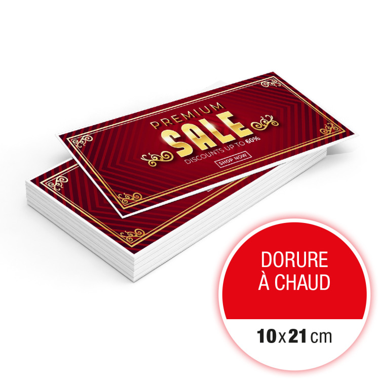 Cartes Dorure à chaud 10 x 21 cm
